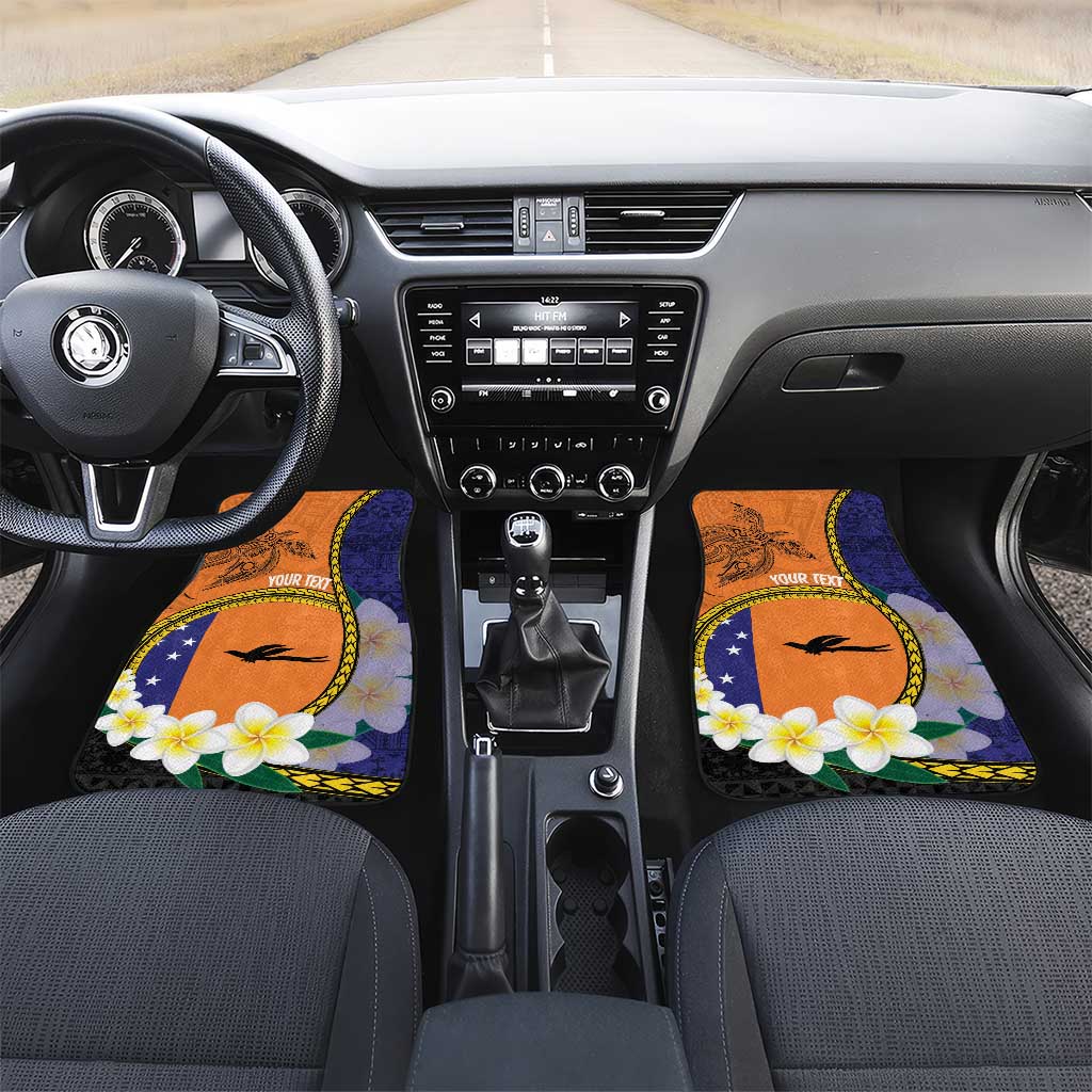 Personalised PNG Niu Ailan Car Mats Papua New Guinea Plumeria Melanesian Pattern LT14 Set 2pcs - Front Orange - Polynesian Pride