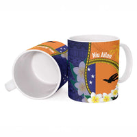 Personalised PNG Niu Ailan Ceramic Mug Papua New Guinea Plumeria Melanesian Pattern - Polynesian Pride