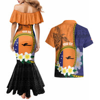 Personalised PNG Niu Ailan Couples Matching Mermaid Dress and Hawaiian Shirt Papua New Guinea Plumeria Melanesian Pattern - Polynesian Pride