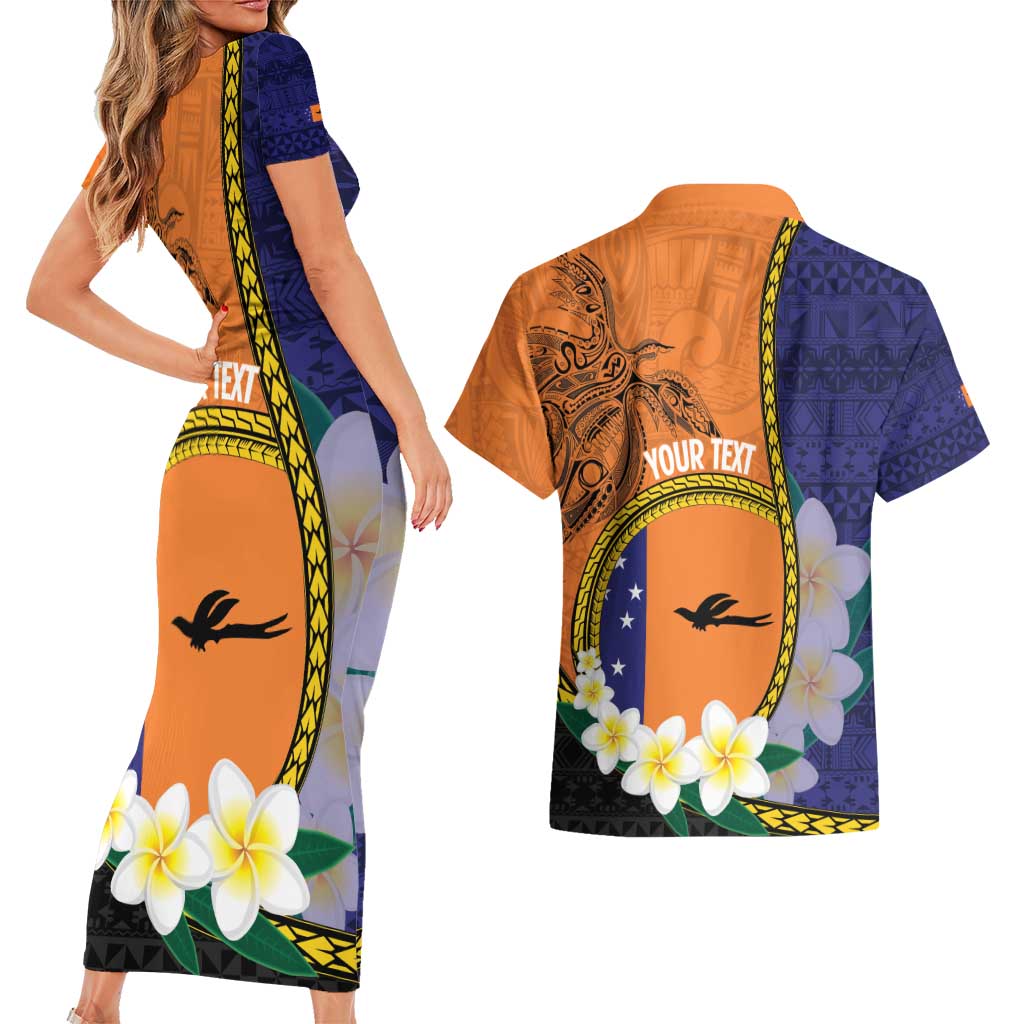 Personalised PNG Niu Ailan Couples Matching Short Sleeve Bodycon Dress and Hawaiian Shirt Papua New Guinea Plumeria Melanesian Pattern - Polynesian Pride