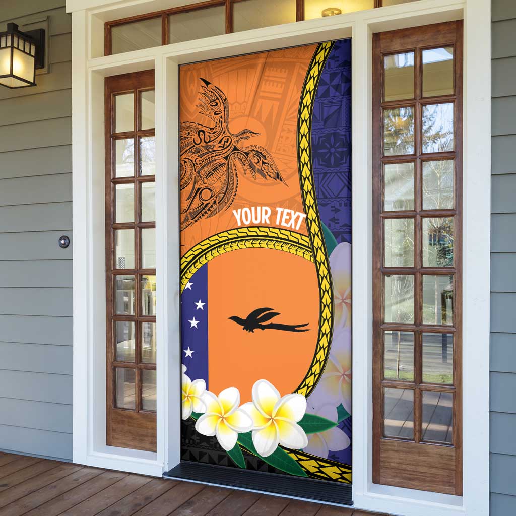 Personalised PNG Niu Ailan Door Cover Papua New Guinea Plumeria Melanesian Pattern - Polynesian Pride