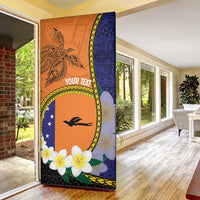 Personalised PNG Niu Ailan Door Cover Papua New Guinea Plumeria Melanesian Pattern - Polynesian Pride