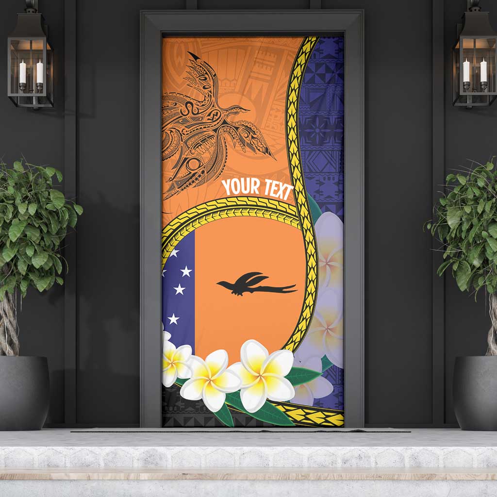 Personalised PNG Niu Ailan Door Cover Papua New Guinea Plumeria Melanesian Pattern - Polynesian Pride
