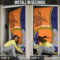 Personalised PNG Niu Ailan Door Cover Papua New Guinea Plumeria Melanesian Pattern - Polynesian Pride