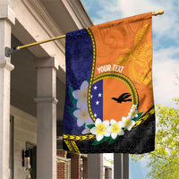 Personalised PNG Niu Ailan Garden Flag Papua New Guinea Plumeria Melanesian Pattern - Polynesian Pride