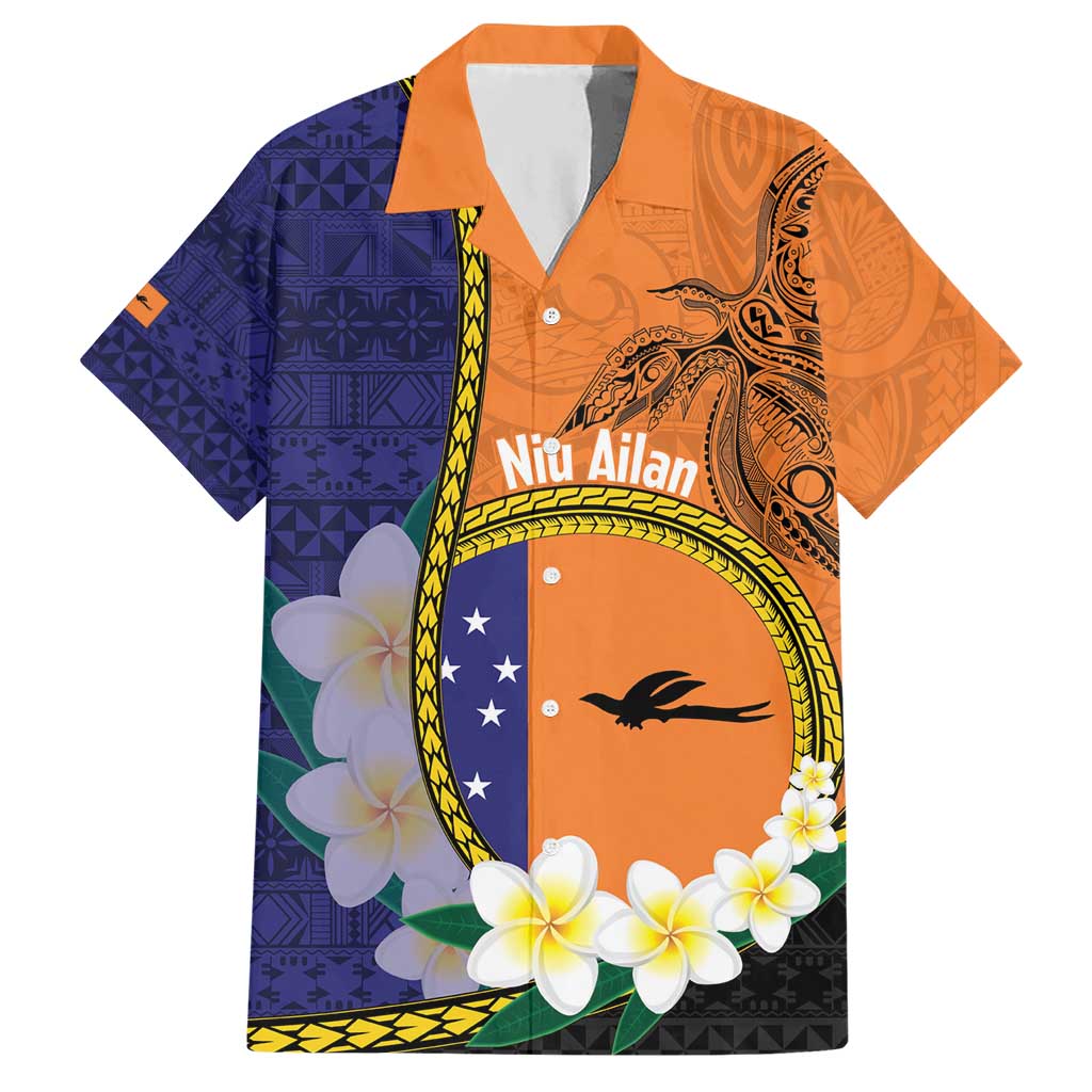 Personalised PNG Niu Ailan Hawaiian Shirt Papua New Guinea Plumeria Melanesian Pattern LT14 Orange - Polynesian Pride