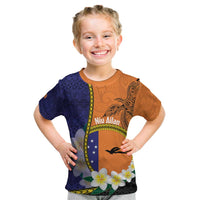 Personalised PNG Niu Ailan Kid T Shirt Papua New Guinea Plumeria Melanesian Pattern - Polynesian Pride