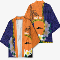 Personalised PNG Niu Ailan Kimono Papua New Guinea Plumeria Melanesian Pattern - Polynesian Pride