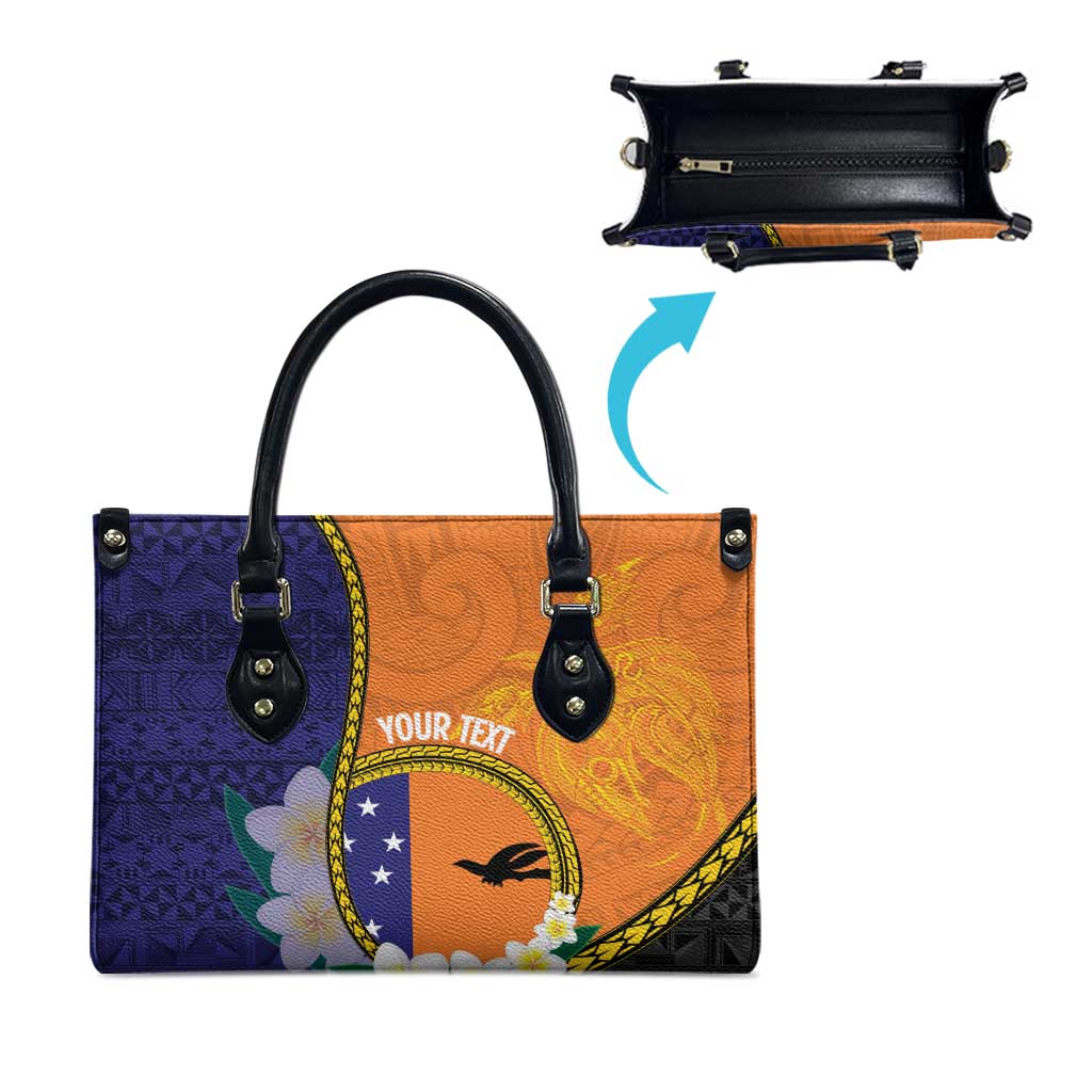 Personalised PNG Niu Ailan Leather Bag Papua New Guinea Plumeria Melanesian Pattern - Polynesian Pride