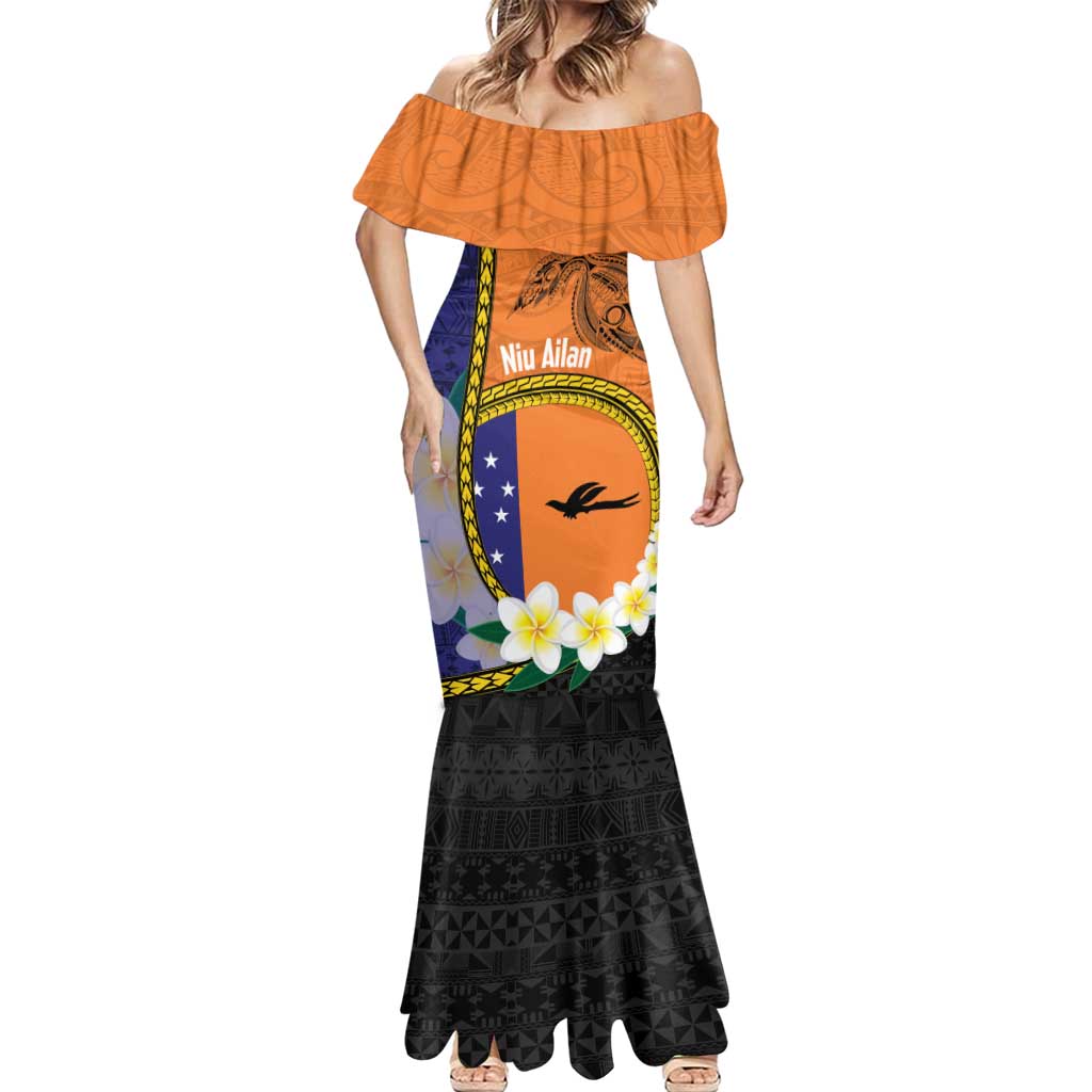 Personalised PNG Niu Ailan Mermaid Dress Papua New Guinea Plumeria Melanesian Pattern - Polynesian Pride