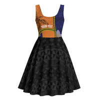 Personalised PNG Niu Ailan Midi Dress Papua New Guinea Plumeria Melanesian Pattern - Polynesian Pride