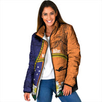 Personalised PNG Niu Ailan Padded Jacket Papua New Guinea Plumeria Melanesian Pattern LT14 - Polynesian Pride