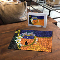 Personalised PNG Niu Ailan Puzzle Papua New Guinea Plumeria Melanesian Pattern - Polynesian Pride