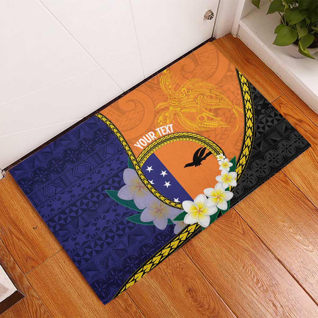 Personalised PNG Niu Ailan Rubber Doormat Papua New Guinea Plumeria Melanesian Pattern LT14 - Polynesian Pride
