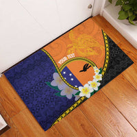 Personalised PNG Niu Ailan Rubber Doormat Papua New Guinea Plumeria Melanesian Pattern LT14 - Polynesian Pride
