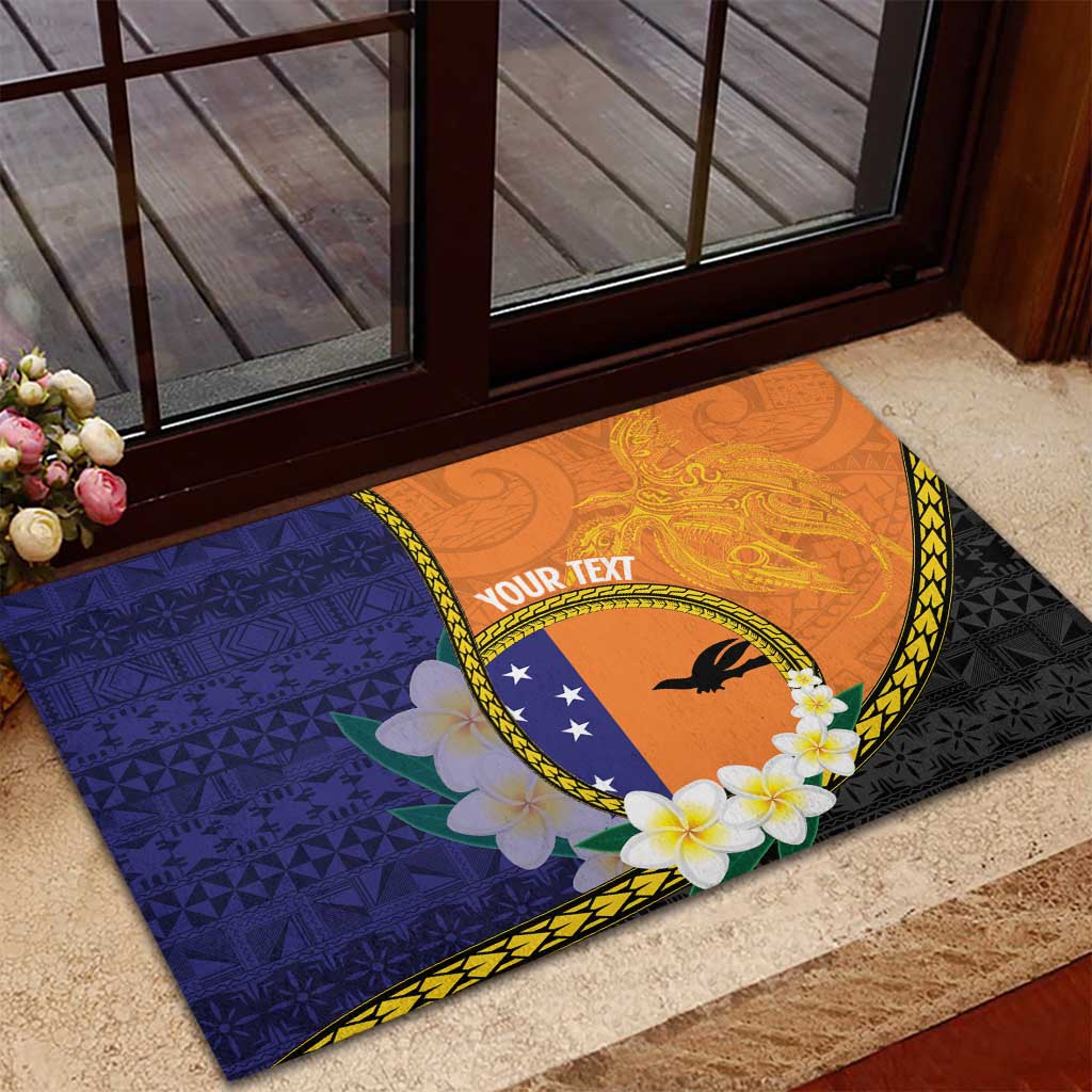 Personalised PNG Niu Ailan Rubber Doormat Papua New Guinea Plumeria Melanesian Pattern LT14 - Polynesian Pride