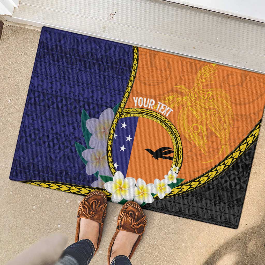 Personalised PNG Niu Ailan Rubber Doormat Papua New Guinea Plumeria Melanesian Pattern LT14 - Polynesian Pride