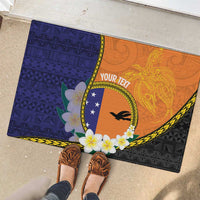 Personalised PNG Niu Ailan Rubber Doormat Papua New Guinea Plumeria Melanesian Pattern LT14 - Polynesian Pride
