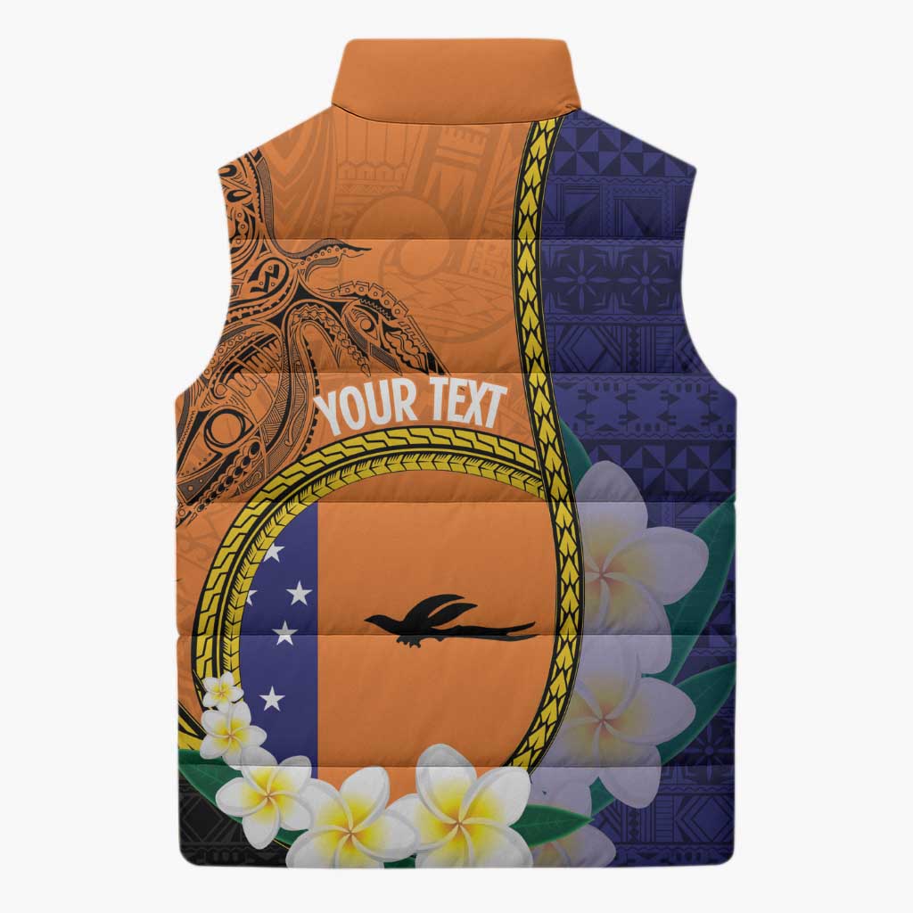Personalised PNG Niu Ailan Sleeveless Puffer Jacket Papua New Guinea Plumeria Melanesian Pattern LT14 - Polynesian Pride