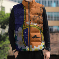 Personalised PNG Niu Ailan Sleeveless Puffer Jacket Papua New Guinea Plumeria Melanesian Pattern LT14 - Polynesian Pride