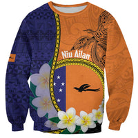 Personalised PNG Niu Ailan Sweatshirt Papua New Guinea Plumeria Melanesian Pattern LT14 Unisex Orange - Polynesian Pride