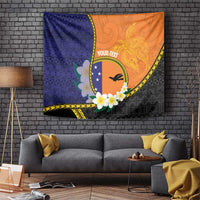 Personalised PNG Niu Ailan Tapestry Papua New Guinea Plumeria Melanesian Pattern - Polynesian Pride