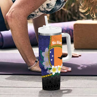 Personalised PNG Niu Ailan Tumbler With Handle Papua New Guinea Plumeria Melanesian Pattern - Polynesian Pride
