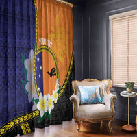 Personalised PNG Niu Ailan Window Curtain Papua New Guinea Plumeria Melanesian Pattern - Polynesian Pride