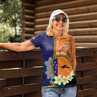 Personalised PNG Niu Ailan Women Polo Shirt Papua New Guinea Plumeria Melanesian Pattern - Polynesian Pride