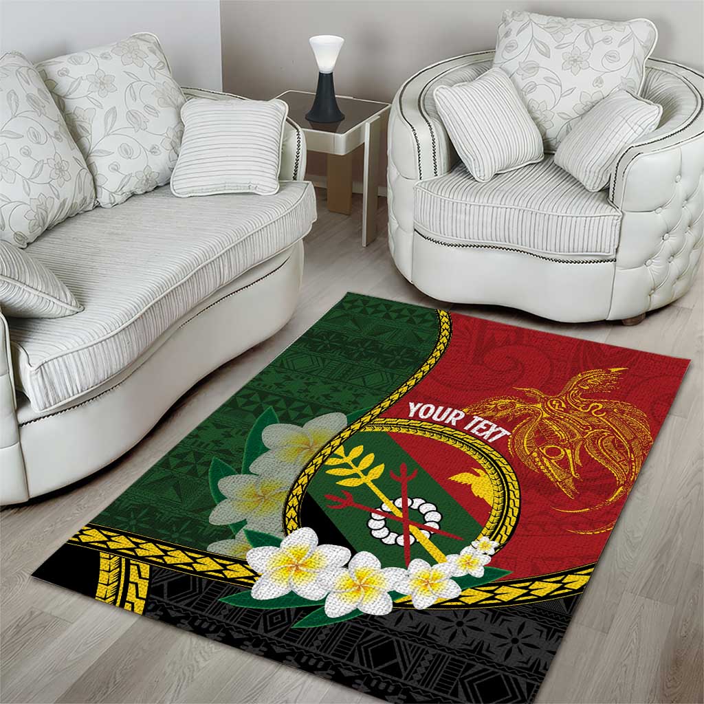 Personalised PNG Simbu Provins Area Rug Papua New Guinea Plumeria Melanesian Pattern - Polynesian Pride