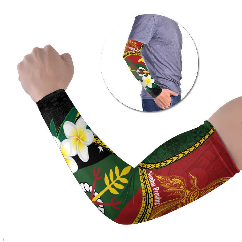 Personalised PNG Simbu Provins Arm Sleeves Papua New Guinea Plumeria Melanesian Pattern - Polynesian Pride