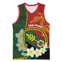 Personalised PNG Simbu Provins Basketball Jersey Papua New Guinea Plumeria Melanesian Pattern - Polynesian Pride