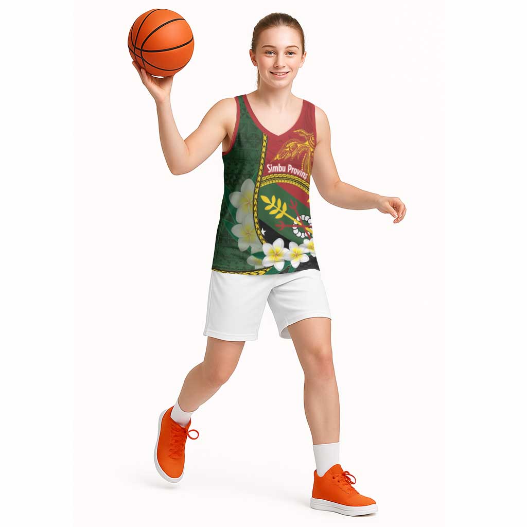 Personalised PNG Simbu Provins Basketball Jersey Papua New Guinea Plumeria Melanesian Pattern - Polynesian Pride