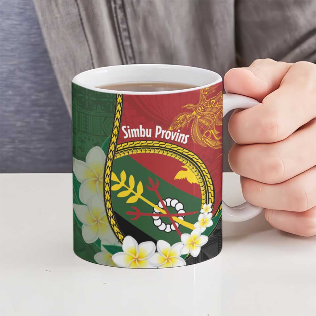 Personalised PNG Simbu Provins Ceramic Mug Papua New Guinea Plumeria Melanesian Pattern - Polynesian Pride