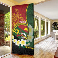 Personalised PNG Simbu Provins Door Cover Papua New Guinea Plumeria Melanesian Pattern - Polynesian Pride