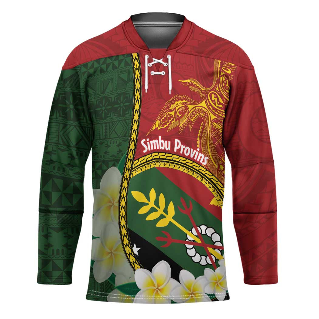 Personalised PNG Simbu Provins Hockey Jersey Papua New Guinea Plumeria Melanesian Pattern - Polynesian Pride