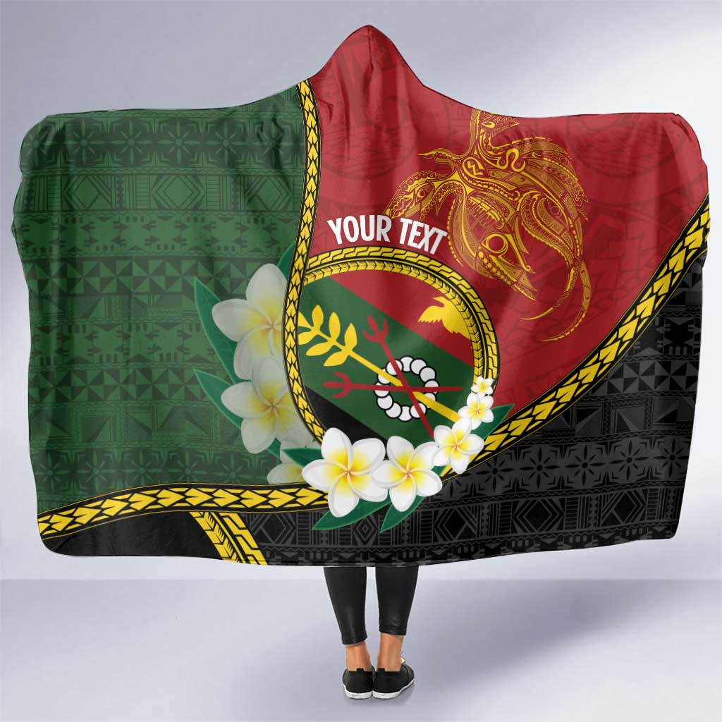 Personalised PNG Simbu Provins Hooded Blanket Papua New Guinea Plumeria Melanesian Pattern - Polynesian Pride