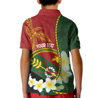 Personalised PNG Simbu Provins Kid Polo Shirt Papua New Guinea Plumeria Melanesian Pattern - Polynesian Pride