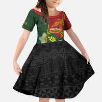 Personalised PNG Simbu Provins Kid Short Sleeve Dress Papua New Guinea Plumeria Melanesian Pattern - Polynesian Pride