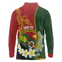Personalised PNG Simbu Provins Long Sleeve Polo Shirt Papua New Guinea Plumeria Melanesian Pattern - Polynesian Pride