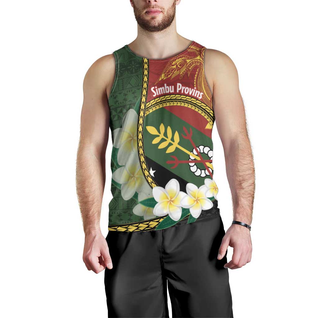 Personalised PNG Simbu Provins Men Tank Top Papua New Guinea Plumeria Melanesian Pattern LT14 - Polynesian Pride