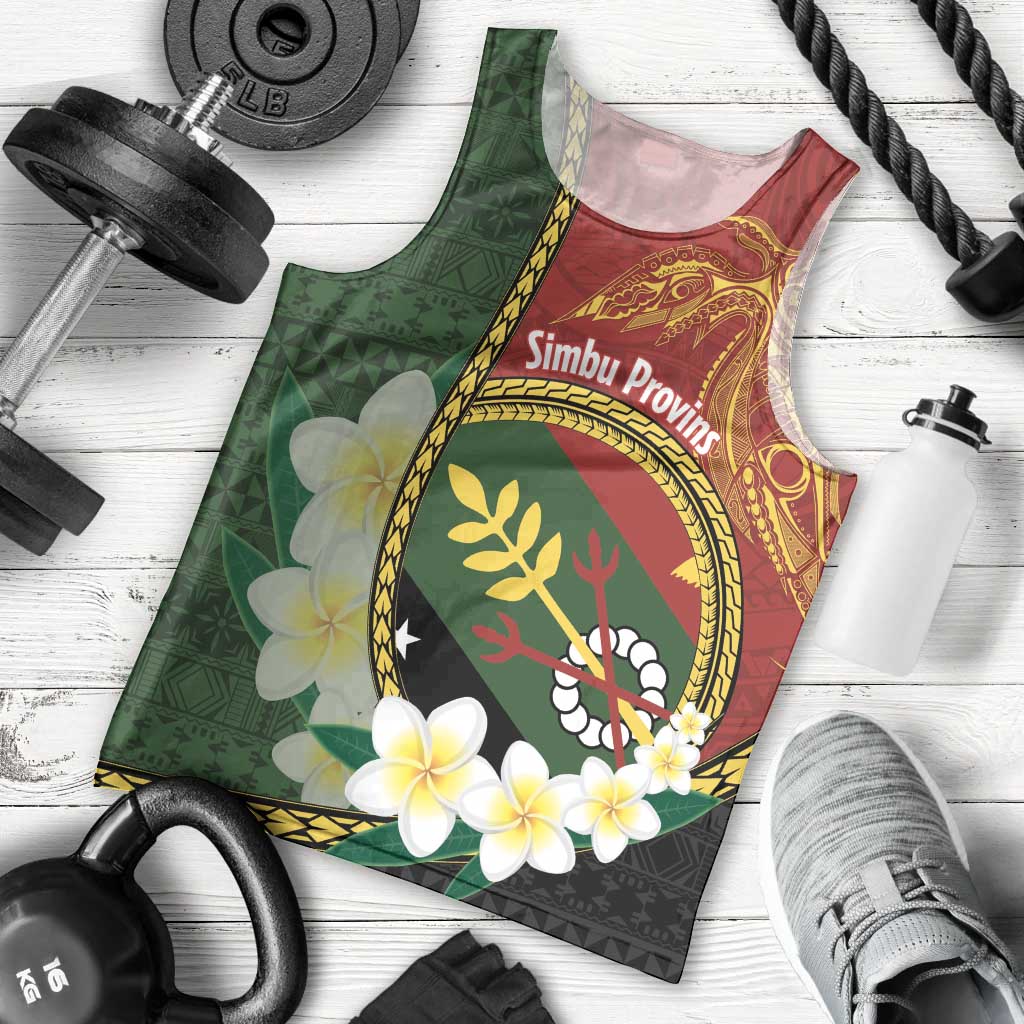 Personalised PNG Simbu Provins Men Tank Top Papua New Guinea Plumeria Melanesian Pattern LT14 - Polynesian Pride