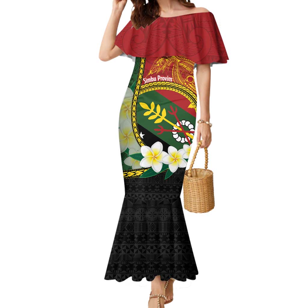Personalised PNG Simbu Provins Mermaid Dress Papua New Guinea Plumeria Melanesian Pattern - Polynesian Pride