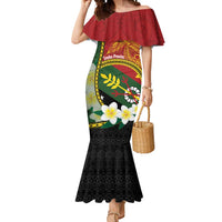 Personalised PNG Simbu Provins Mermaid Dress Papua New Guinea Plumeria Melanesian Pattern - Polynesian Pride