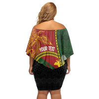Personalised PNG Simbu Provins Off Shoulder Short Dress Papua New Guinea Plumeria Melanesian Pattern - Polynesian Pride