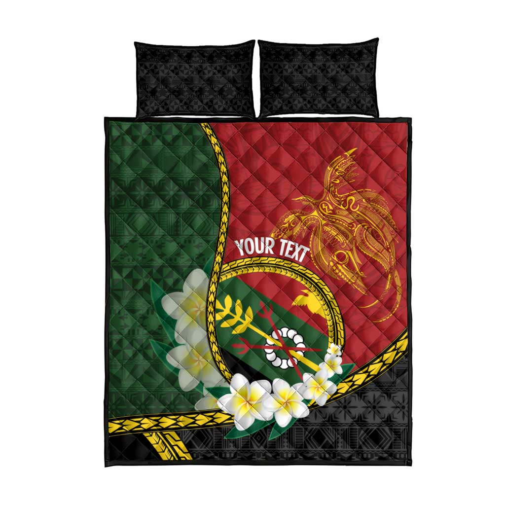 Personalised PNG Simbu Provins Quilt Bed Set Papua New Guinea Plumeria Melanesian Pattern - Polynesian Pride
