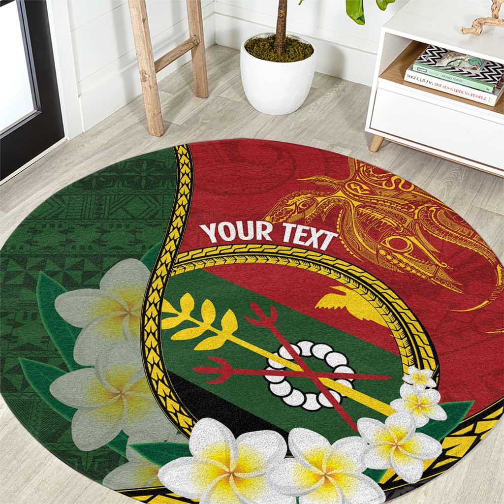 Personalised PNG Simbu Provins Round Carpet Papua New Guinea Plumeria Melanesian Pattern - Polynesian Pride