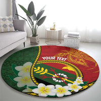 Personalised PNG Simbu Provins Round Carpet Papua New Guinea Plumeria Melanesian Pattern - Polynesian Pride