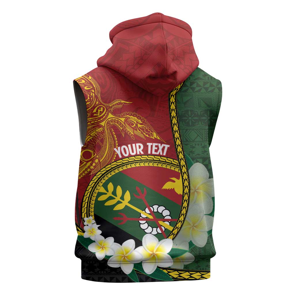 Personalised PNG Simbu Provins Sleeveless Zip Hoodie Papua New Guinea Plumeria Melanesian Pattern - Polynesian Pride
