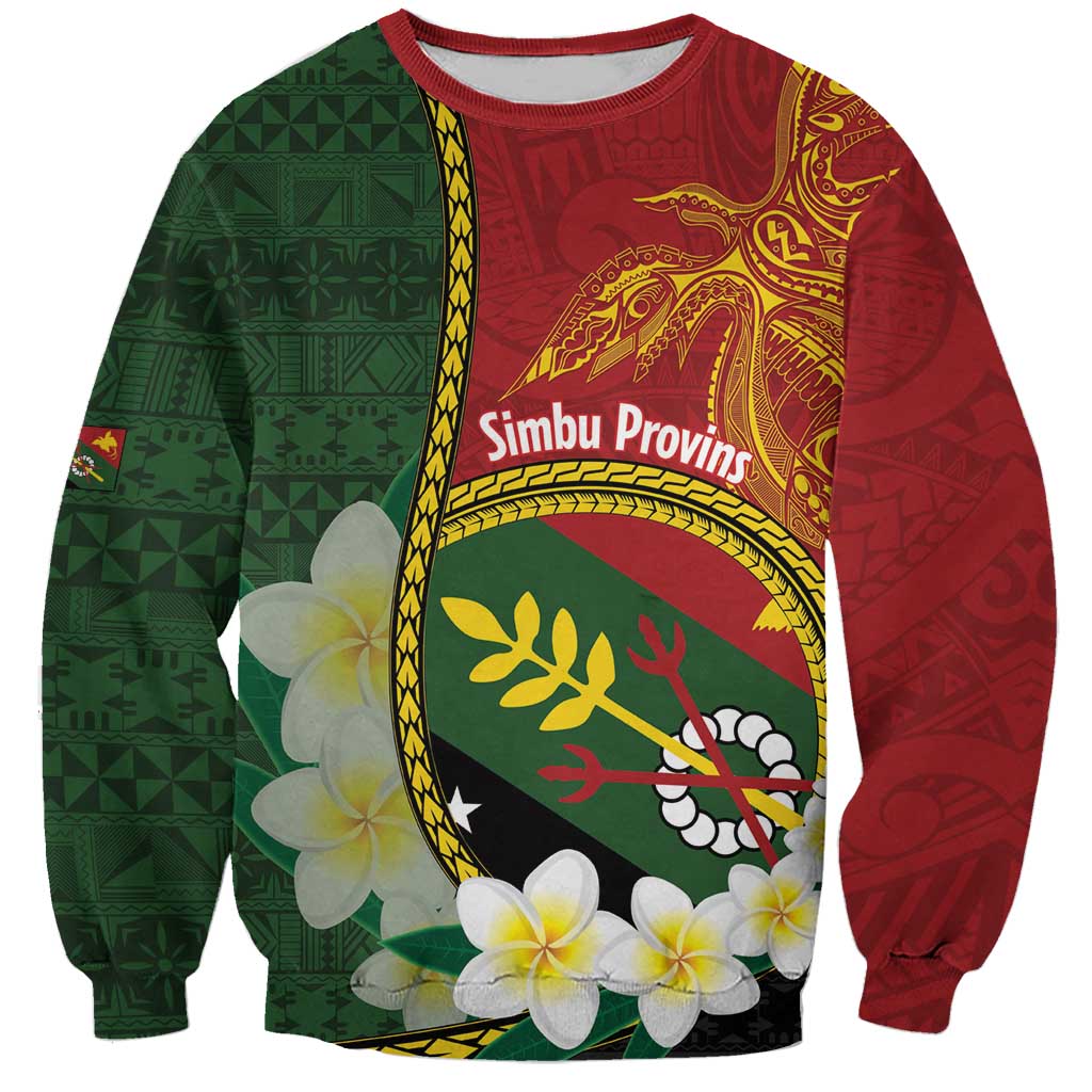 Personalised PNG Simbu Provins Sweatshirt Papua New Guinea Plumeria Melanesian Pattern LT14 Unisex Green - Polynesian Pride